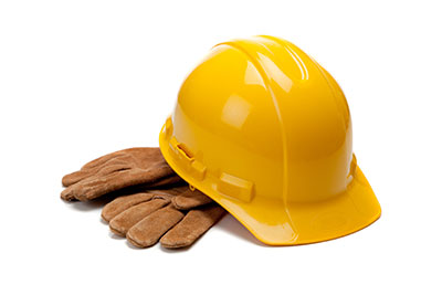 Hard Hat and Construction Gloves